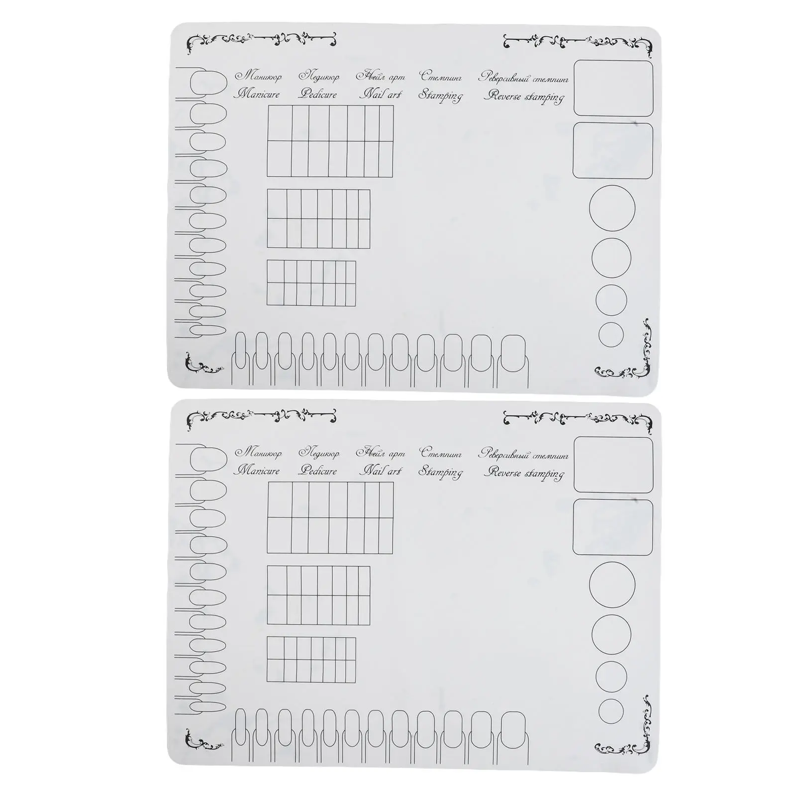 2Pcs Nail Art Practice Mat Silicone Hand Rest Pad Manicure 40x30cm Detachable Palette Artist Workspace Nail Tech Desk Mat