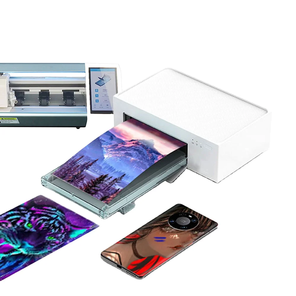 

HZY Portable Mini Photo DIY Thermal Sublimation Mobile Phone Printer for Screen Protector Cutting hines