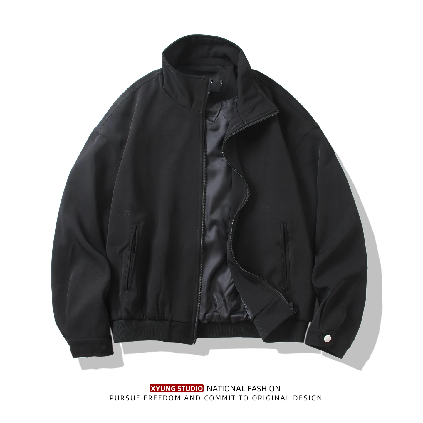 

Мужская куртка на молнии с воротником-стойкой в стиле ретро, свободная повседневная универсальная рабочая одежда, модный топ из смеси хлопка, oulder Sve