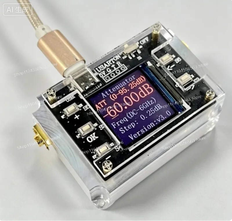 3G 6G 8G Digital Programmable Attenuator 90dB Stepped 0.25dB TFT Display CNC High Isolation