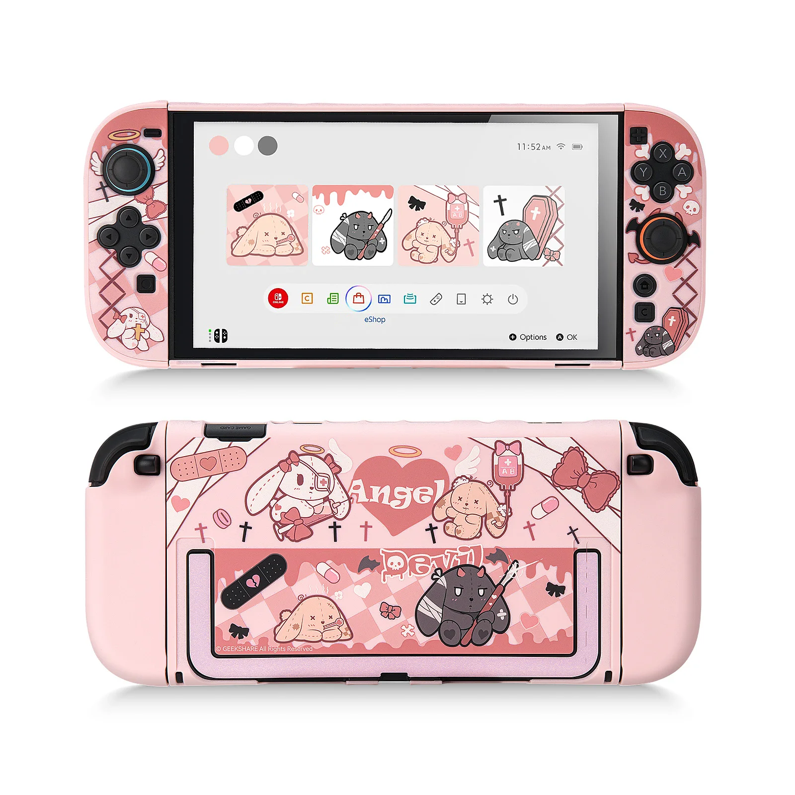 GeekShare Slim Protective Case Compatible with Switch 2 , Anti-Scratche and Shock-Absorption Dockable Hard Shell,Gothic Bunny