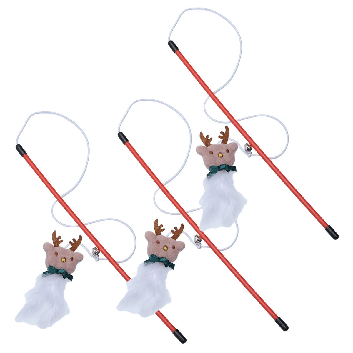 

3 Pcs Christmas Cat Teaser Interactive Toys Stick Wands Accessories Pet for Cats Elder
