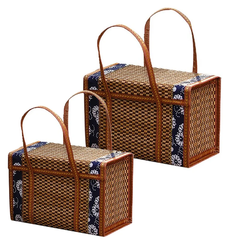 

Hot Woven Bamboo Products Camping Portable Storage Box Hand-Woven Basket Special Outdoor Picnic Basket Woven Basket