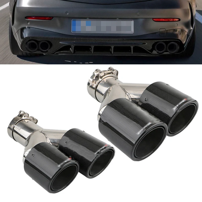 

63mm muffler exhaust universal carbon fiber exhaust tips hi quality Y shape twin exhaust tip satainless steel exhaust muffler