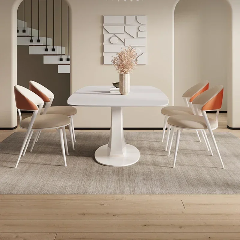 

Furniture Luxury Mesa Industrial Coffee Tables Dining Table Large Dinning Sets Home Ceramic Stainless Steel Modern Sliding Coffe