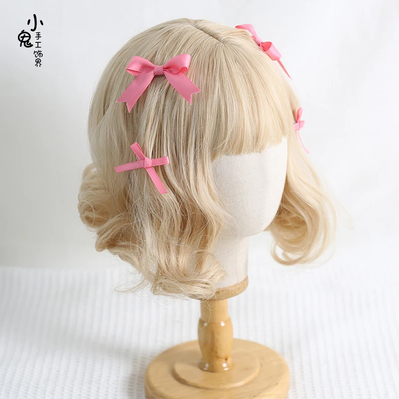 Solid Color Mini Sweet Bow Barrettes a Pair of Hairclips Japanese JK Braided Hair Headwear Girl