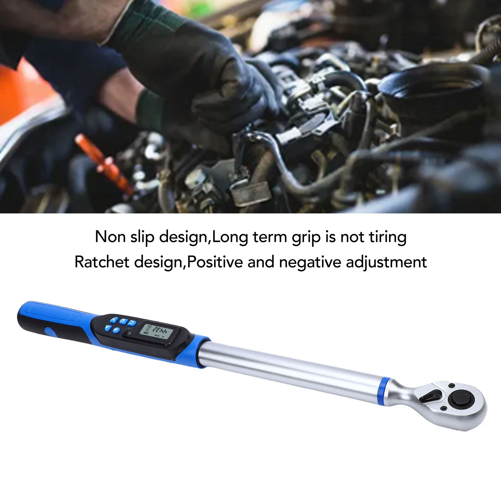 Digital Torsion Wrench LCD Display 1/2 Drive 10 to 200N.M Torsion Adjustable Electronic Wrench with Buzzer for Industrial