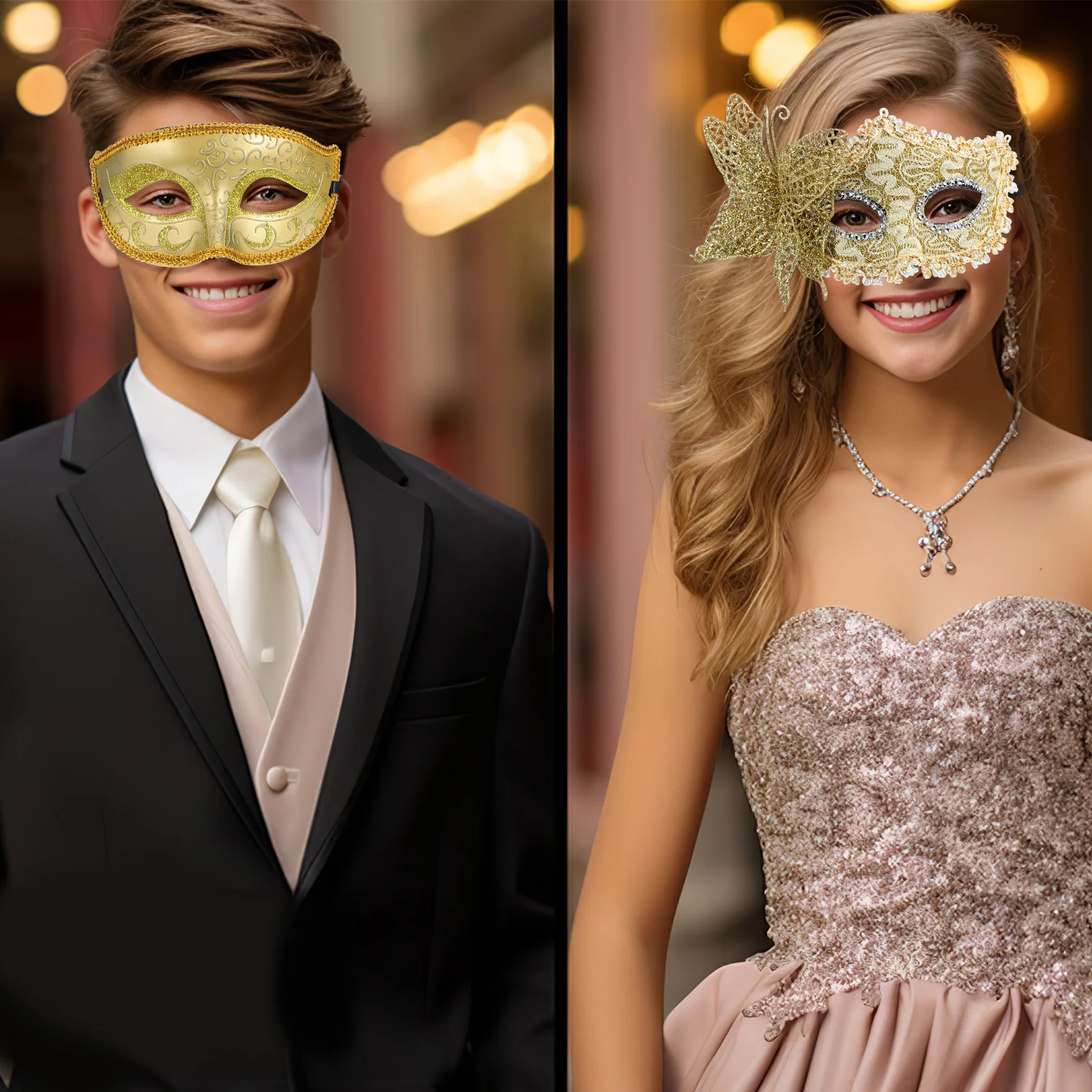 

2Pcs Masquerade Masks Elegant Vintage Party Costume Accessories for Adults Couples Decorative Festival