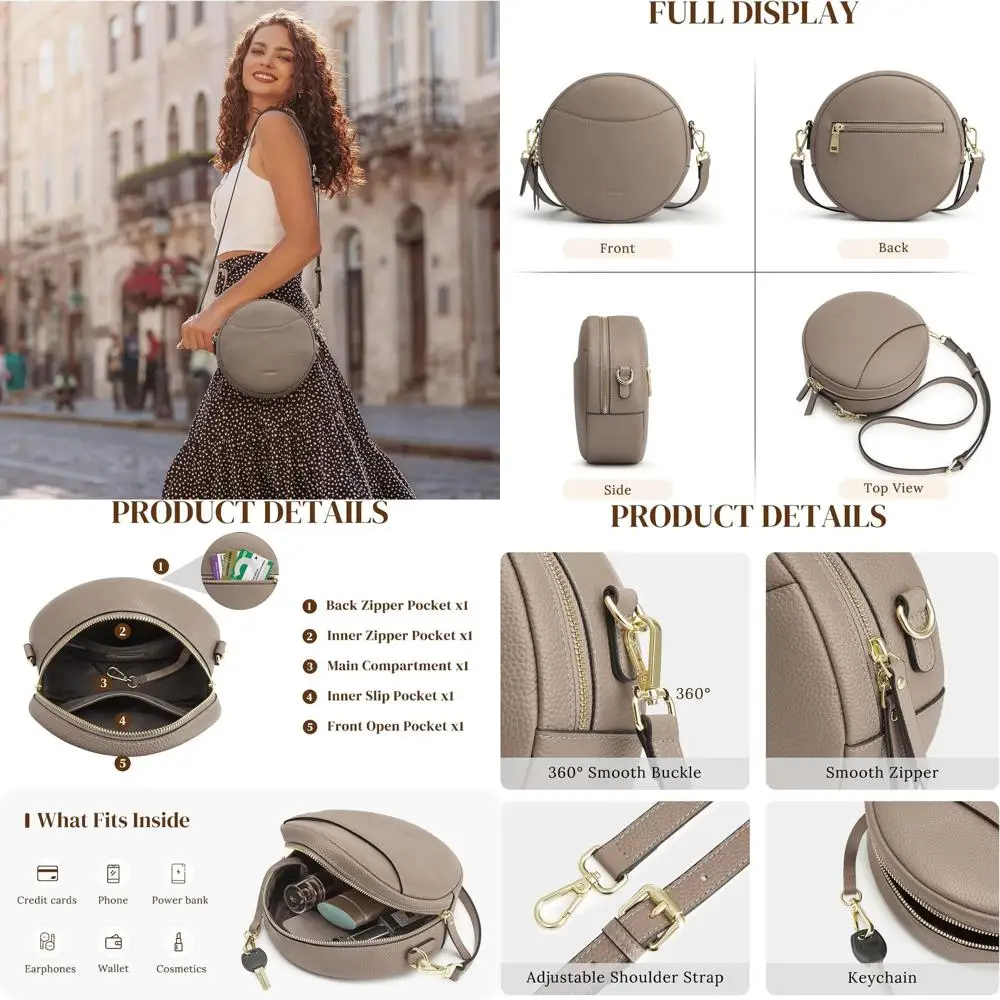 

Vintage Round Crossbody Bags for Women, Trendy Leather Circle Shoulder Purse with Adjustable Strap