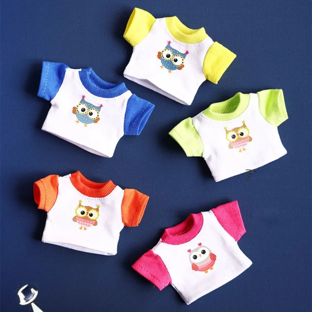 New Owl Pattern Doll Hoodies T-shirt Fashion Style Elastic Mini Cartoon Clothes DIY Doll Clothes For 10cm Cotton Stuffed Dolls