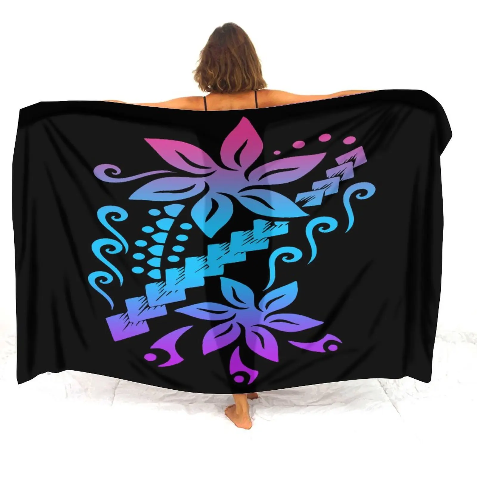 Polynesian Pattern Swimsuit Sarong Large Size Anti-Slip Ladies Beach Sarong Hawaiian Vacation Scarf Ladies Wrap Custom