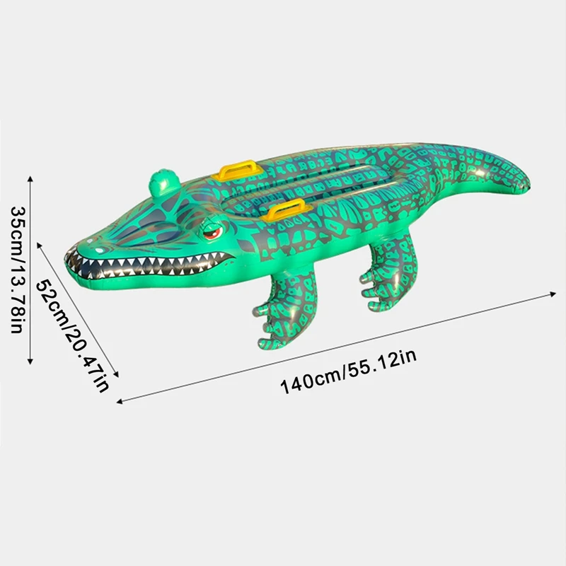 Simulação inflável animal para piscina, brinquedos aquáticos para crianças e adultos, forma de crocodilo, fileira flutuante