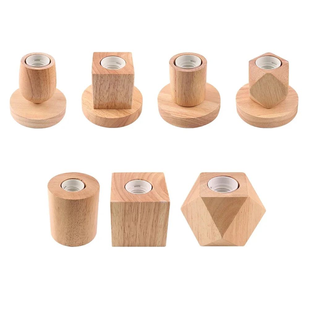

220V Retro Wood Table Lamp E27 Socket Vintage Desk Lamp Base Holder EU Plug Bedside Lamp Decor Wooden Base Table Light Lamp cute