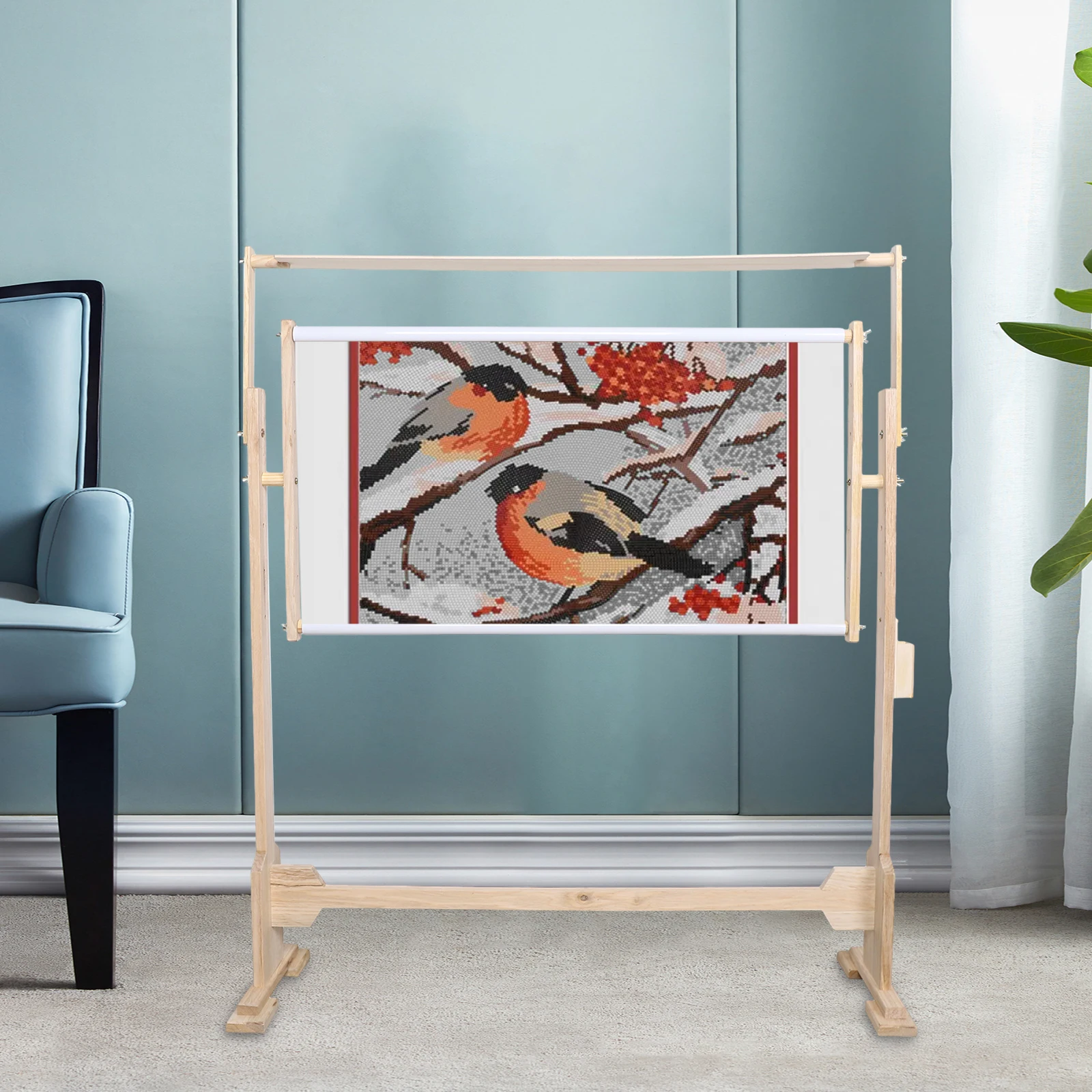 

29*15 Inch Needlework Table and Lap Hands-Free Stand with Adjustable Frame Made of Organic Beech Wood Tapestry Cross Stitch