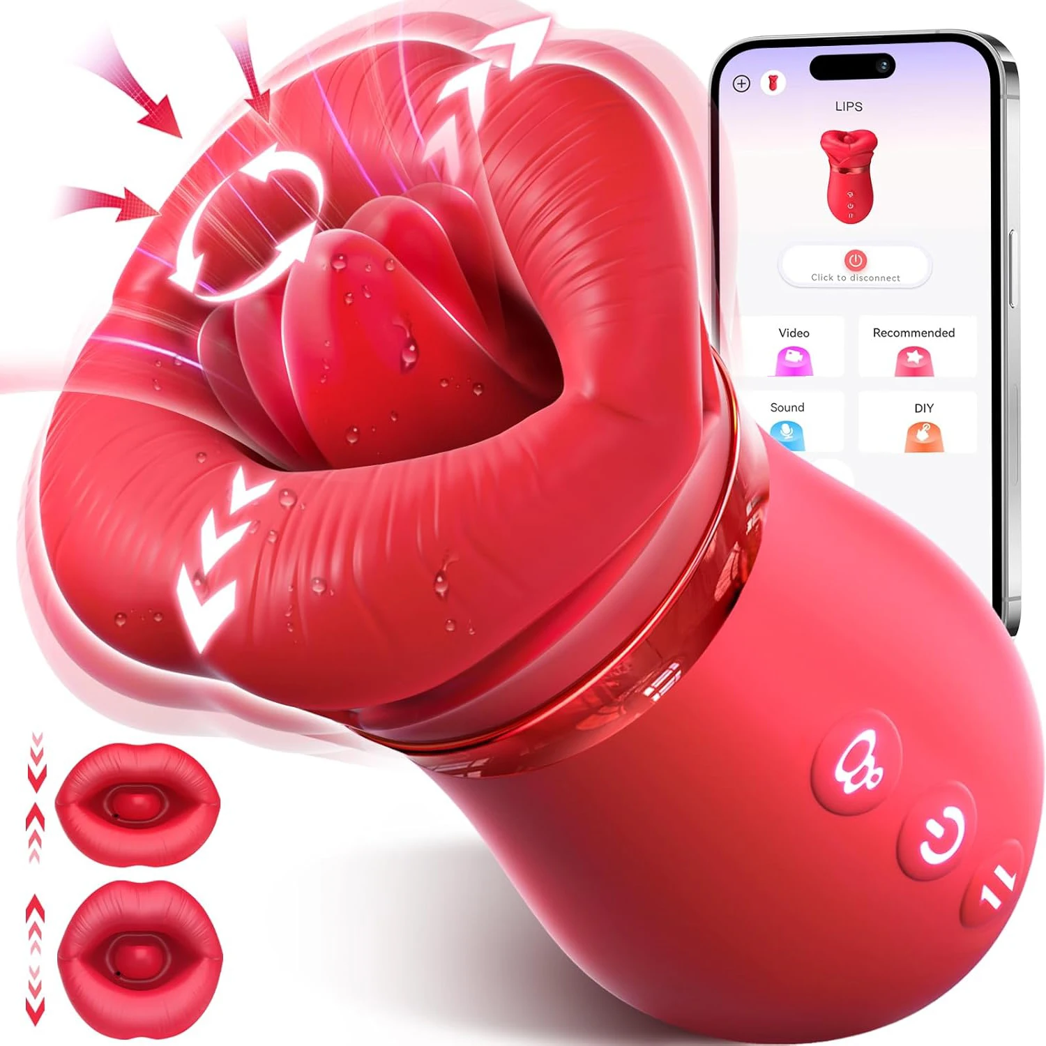 APP Controlled Mouth Shape Sucking Vibrator Sexy Lip with 10 Tongue Licking Mode Nipple Clit Sucker G Spot Sex Toys for Women