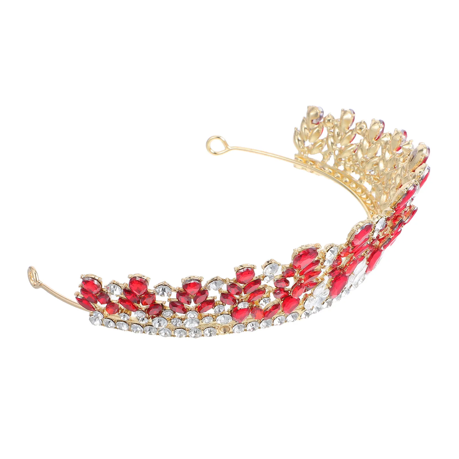 

Vintage Baroque Bridal Crown Rhinestone Wedding Tiara Headband for Bride Princess Prom Birthday Pageant Costume Party Red