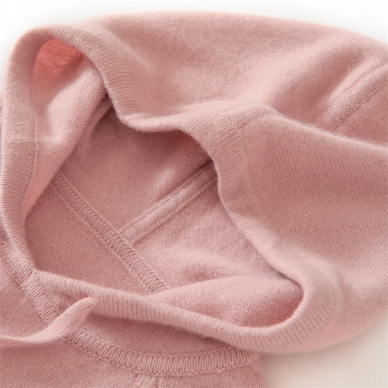 Hooded cashmere sweater female 100 pure cashmere pullover Joker thickened knit bottoming sweater