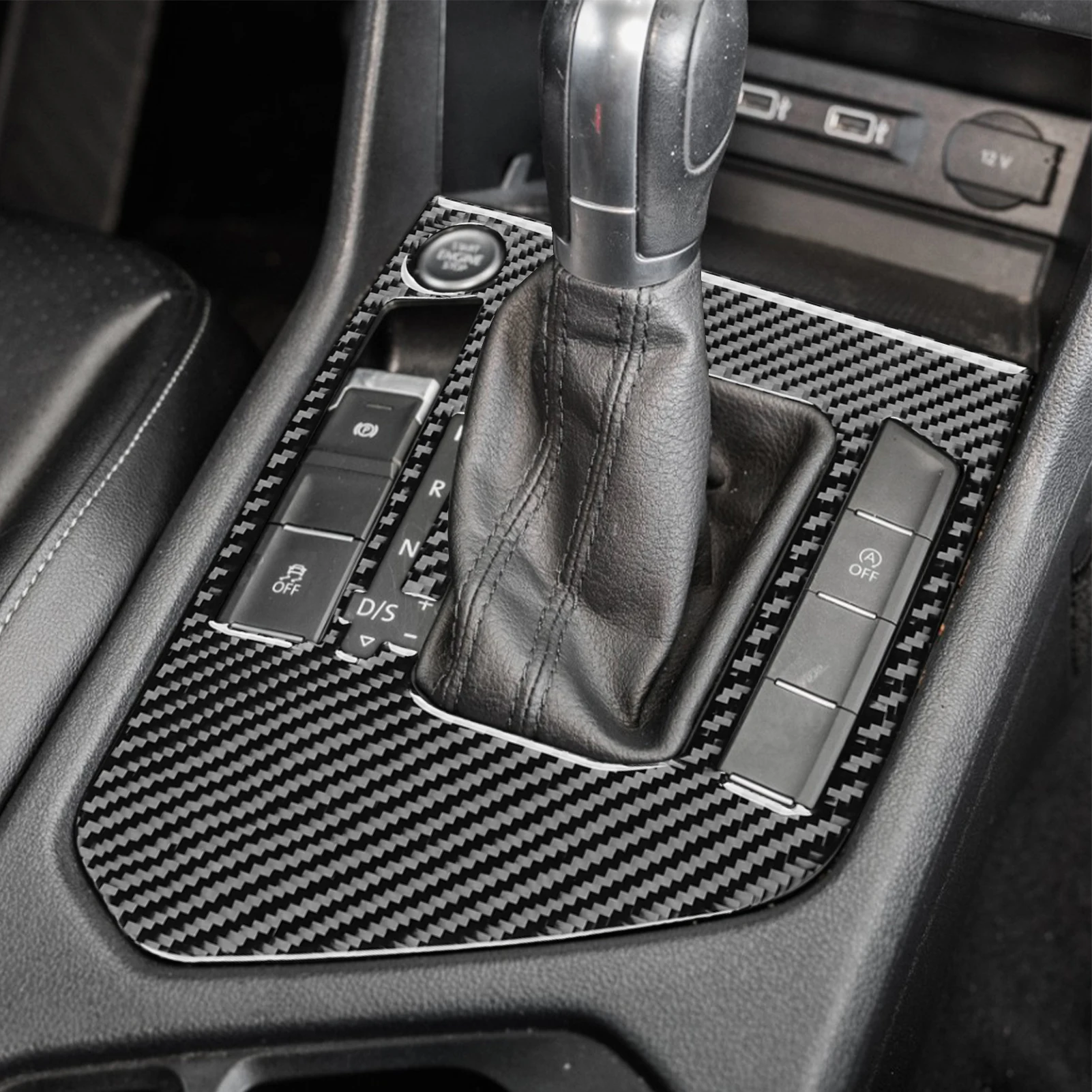 Carbon Fiber Car Accessories Center Console Gear Shift Modified Interior Trim Cover Sticker For Volkswagen Tiguan L 2019—2021 - view 5