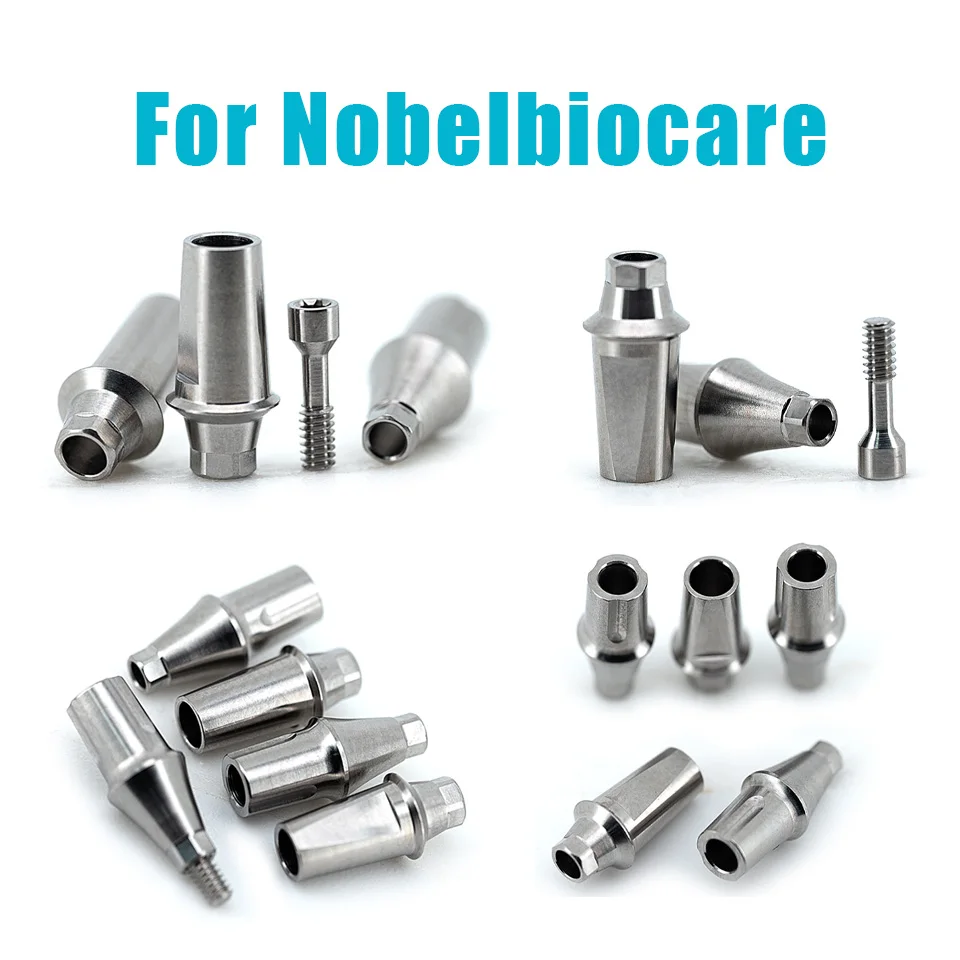 10Sets Dental Straight Abutment Titanium Base Fits For Nobel Biocare RP NP Cemented Screw Retained Lab Restoration Kit Part