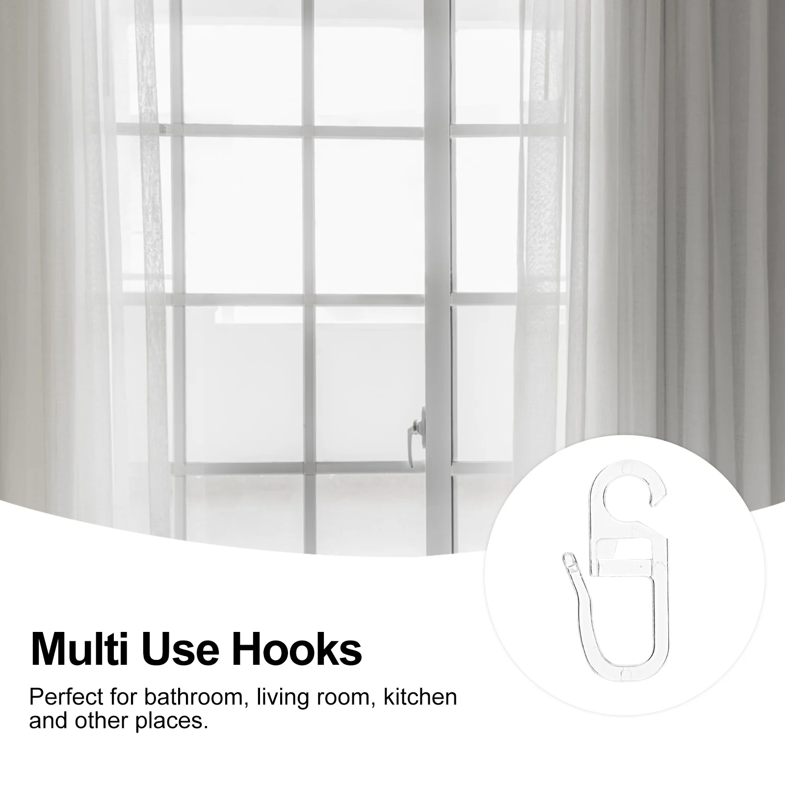 

100Pcs Plastic Curtain Holdbacks Hooks for Modern Home Decor Living Room Kitchen Bedroom Bathroom Curtain Holdbacks