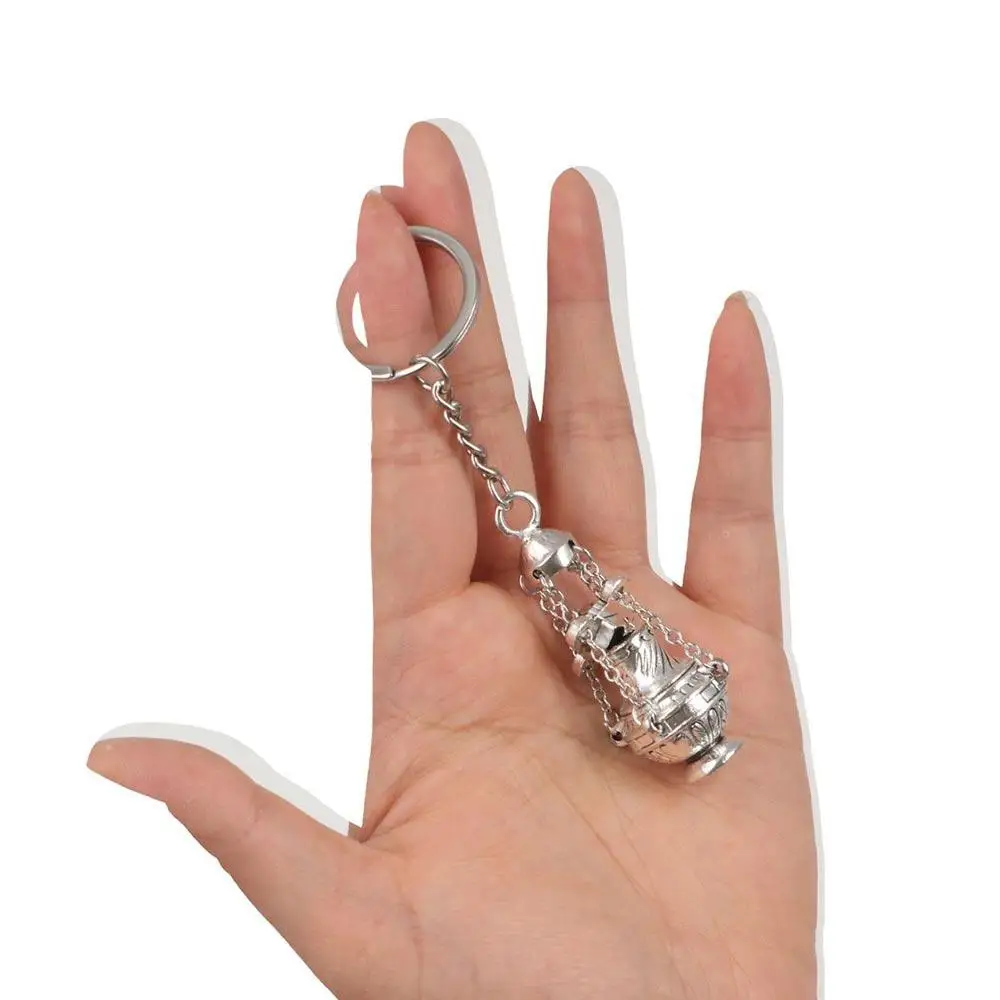 Fashion DIY Religious Keychain Pendant Alloy Silver Car Key Ring Pendant Unique Design Christian Incense Souvenirs Gift