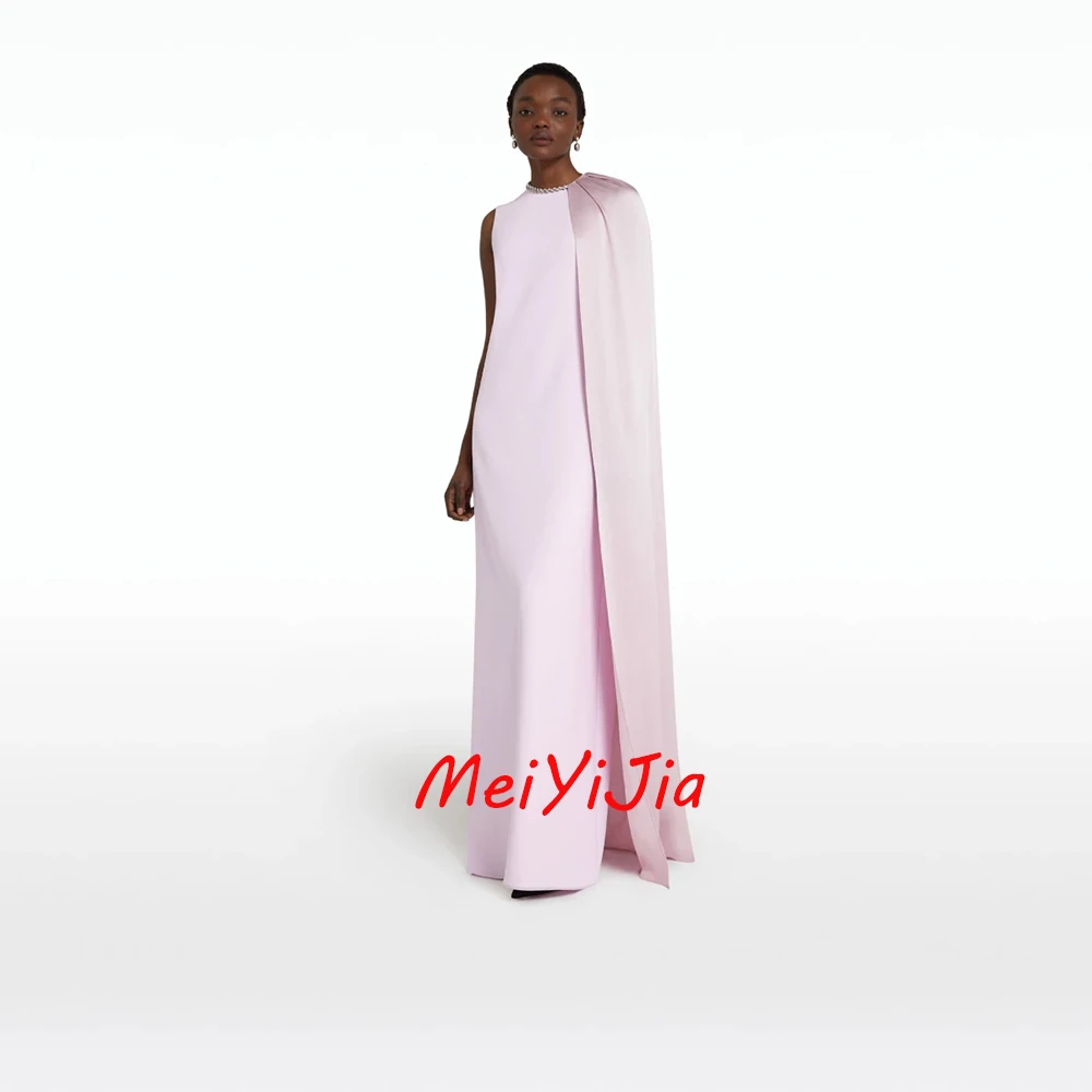 Meiyijia  Evening Dress Floor-Length Scoop Neckline Zipper up Crepe Saudi Arabia  Sexy Evening Birthday Club Outfits Summer 2024