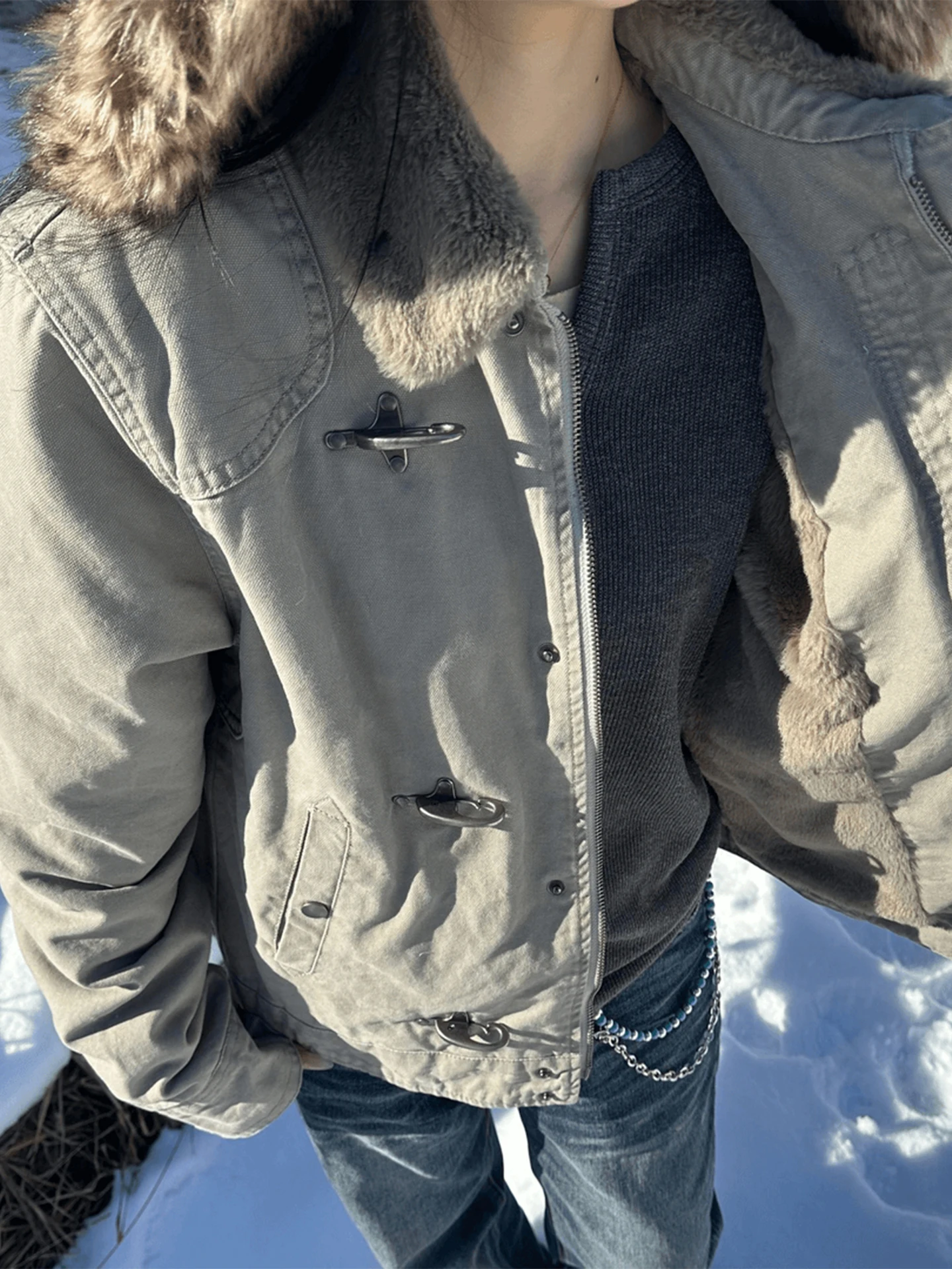 

i Color Deconstructed Aircrt Bule Mountain Eagle Men's Winter Fce Lined ort Cotton Jaet Warm Workwear