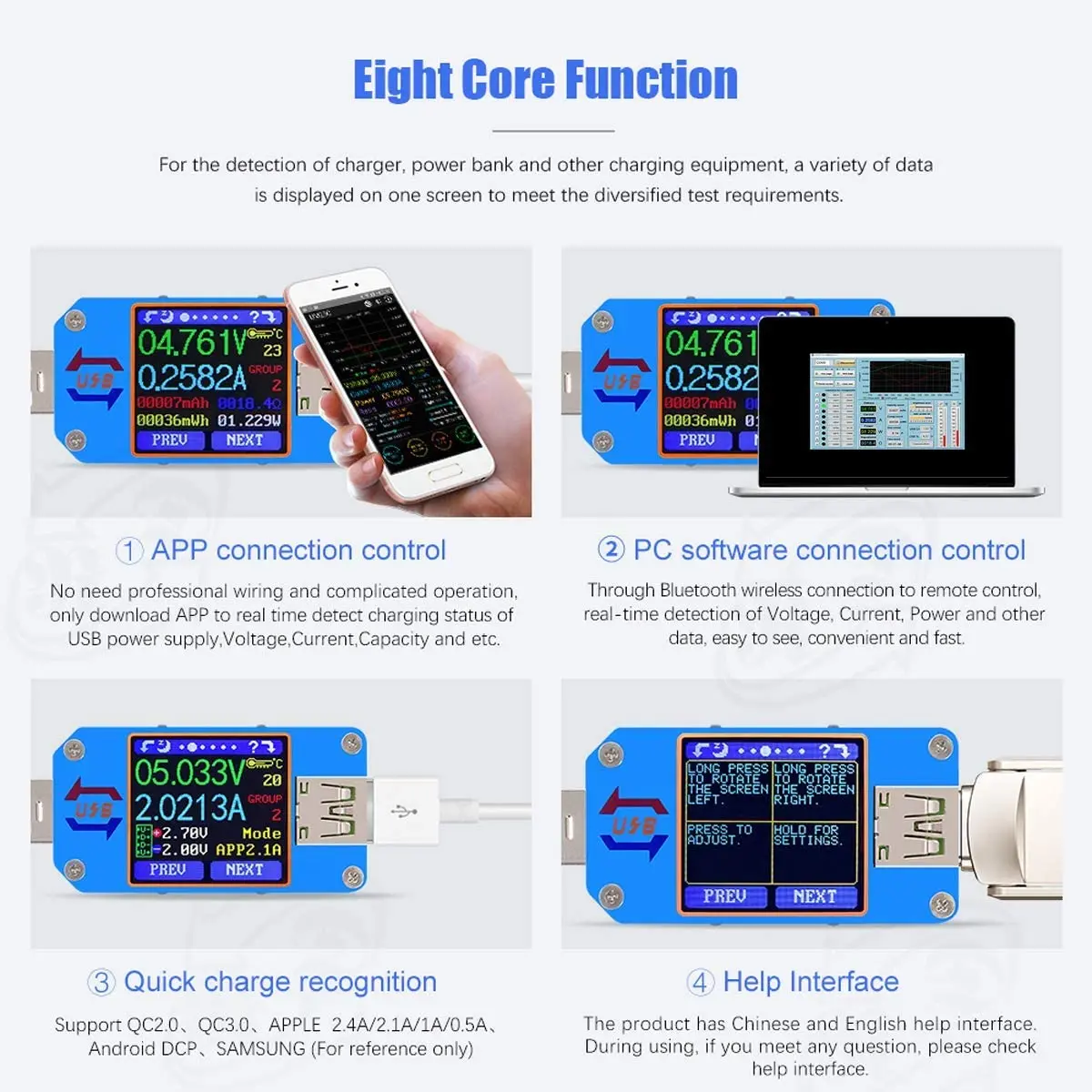 UM25 UM25C Voltage and Current Meter USB 2.0 Type-C LCD Color Display Voltmeter Ammeter Battery Charging USB Tester