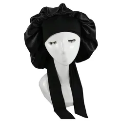 New Satin Hair Cap For Sleeping Invisible Flat Imitation Silk Round Haircare Women Headwear Ceremony Adjusting Button Night Hat