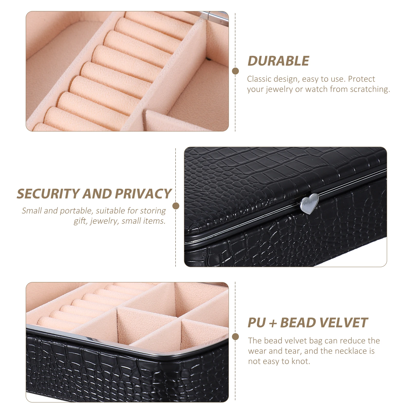 Print Jewelry Box PU Case Alligator Pattern Holder Large Capacity Portable Travel Home Use Earring Ring