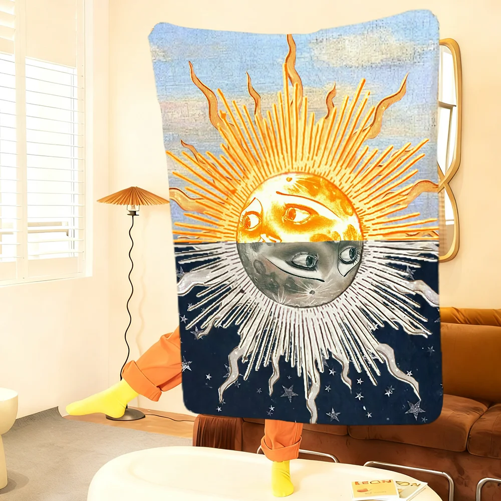 S-Sun Art M-Moon-N Blanket Throw Super Cosy Plush Living Room Sofa Couch Childish Birthday Gifts