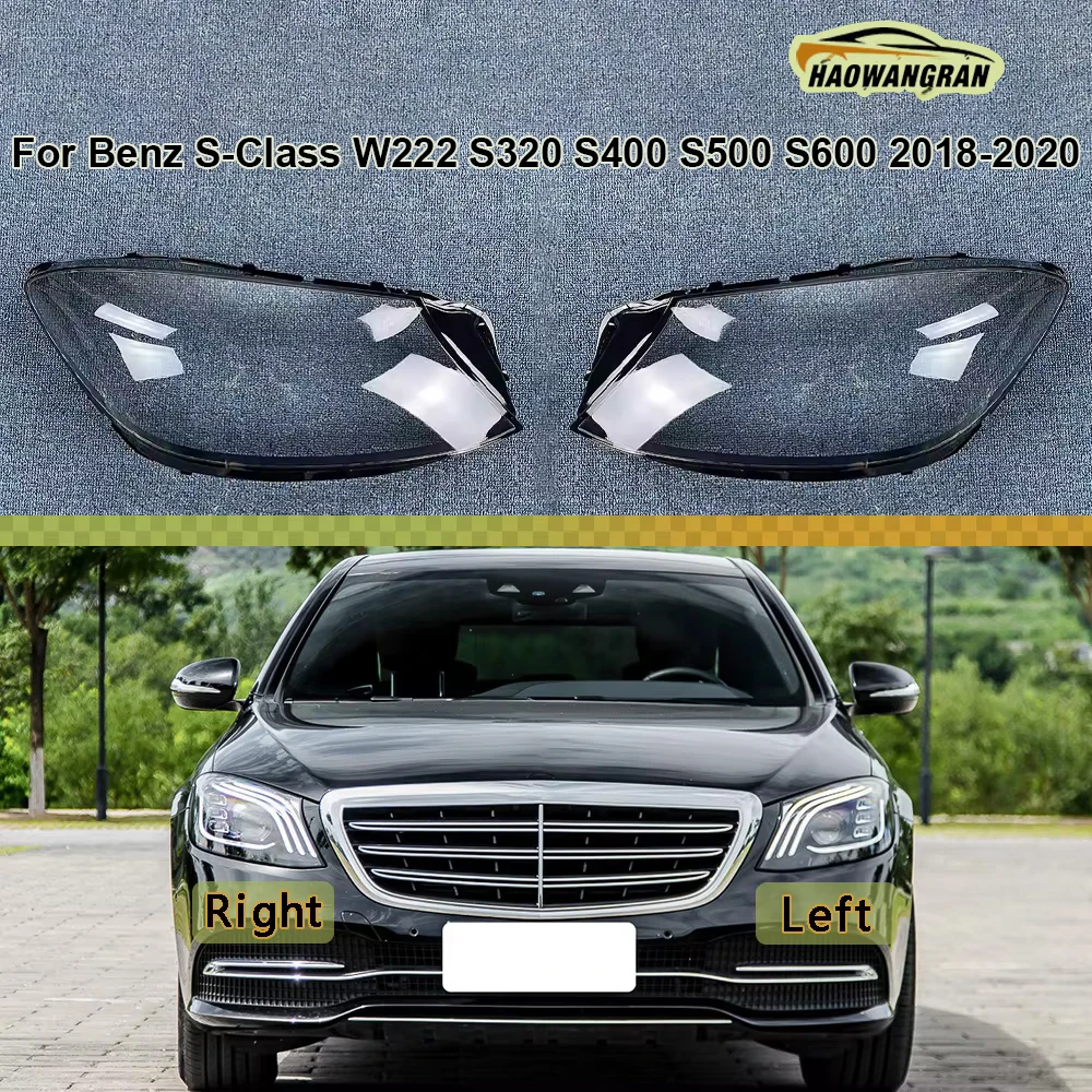 

For Benz S-Class W222 S320 S400 S500 S600 2018 2019 2020 Front Headlight Cover Transparent Lampshade Lamp Shell Masks Plexiglass