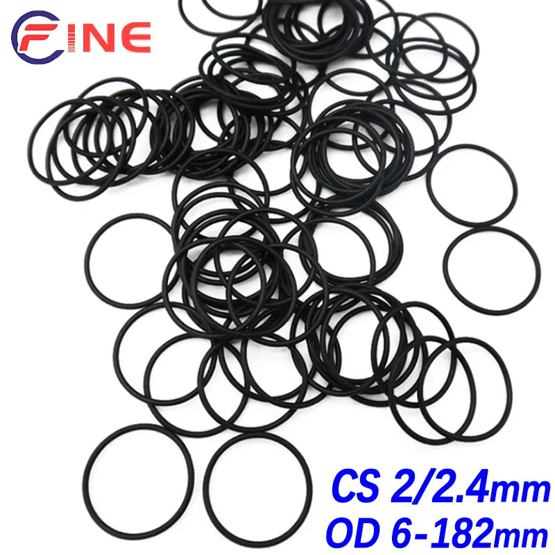 NBR O Ring Seal Gasket Nitrile Butadiene Rubber Spacer Oil Resistance Washer Round Shape CS 2/2.4mm OD 6-182mm