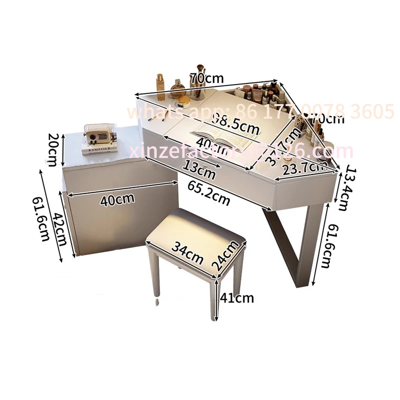

Customizable Drawer Set Bedroom Corner Vanity Table Compact Aesthetic Commode SalonPremium Vintage Vanity Table Multifunctional