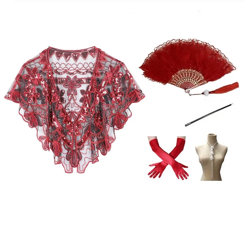 

iny Sequin oulder awl ort Evening Gown Outerwear Open oulder Dr 920s Sle Par Faion Accory