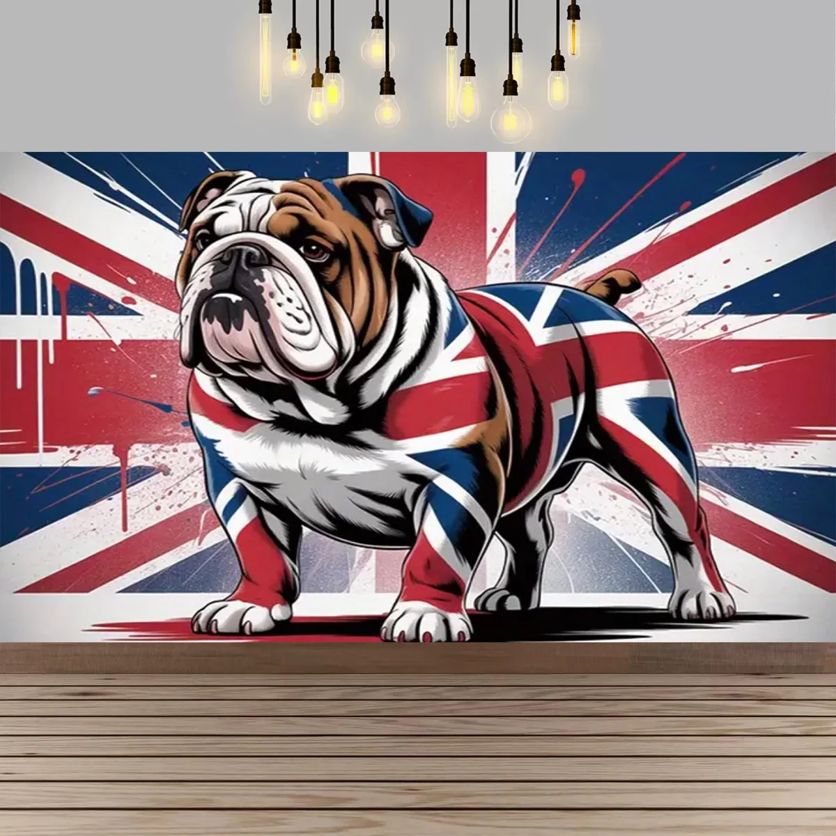 

Bulldog Theme Party Decoration Backdrop Patriotic Flag and Dog Party Supplies Wall Decoration England Style Banner