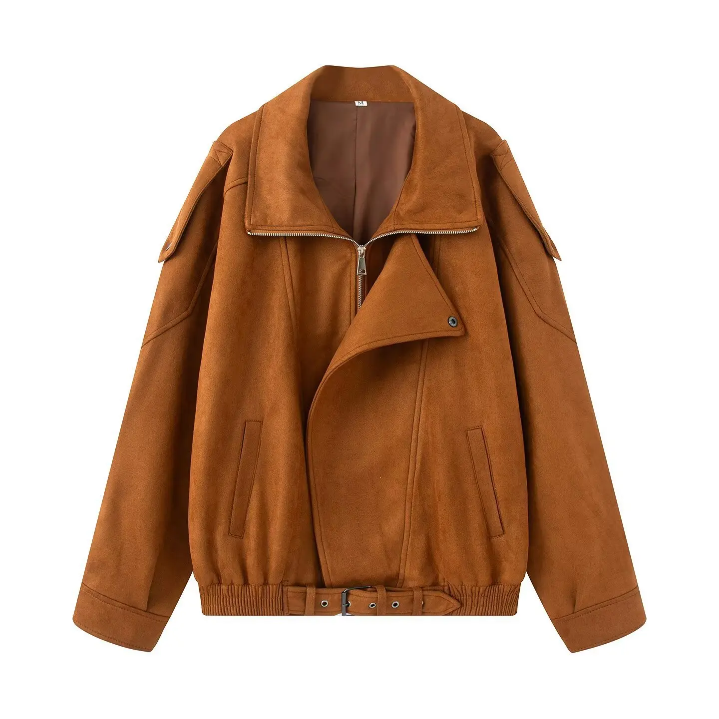 

2025 Autumn New Women's Classic-Style Loose Designer Suede Jacket Zip Stylish Outerwear Vibe Daily Casual Flight Jackets Outfits