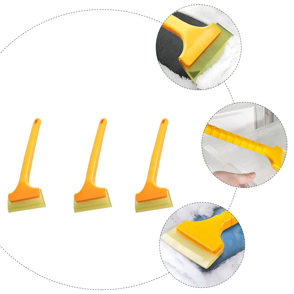 

3pcs Snow Shovel Car Winter Supplies High Strength Plastic Non-Slip Handle Stainless Steel Beef Tendon Shovel Plate Easy Clean