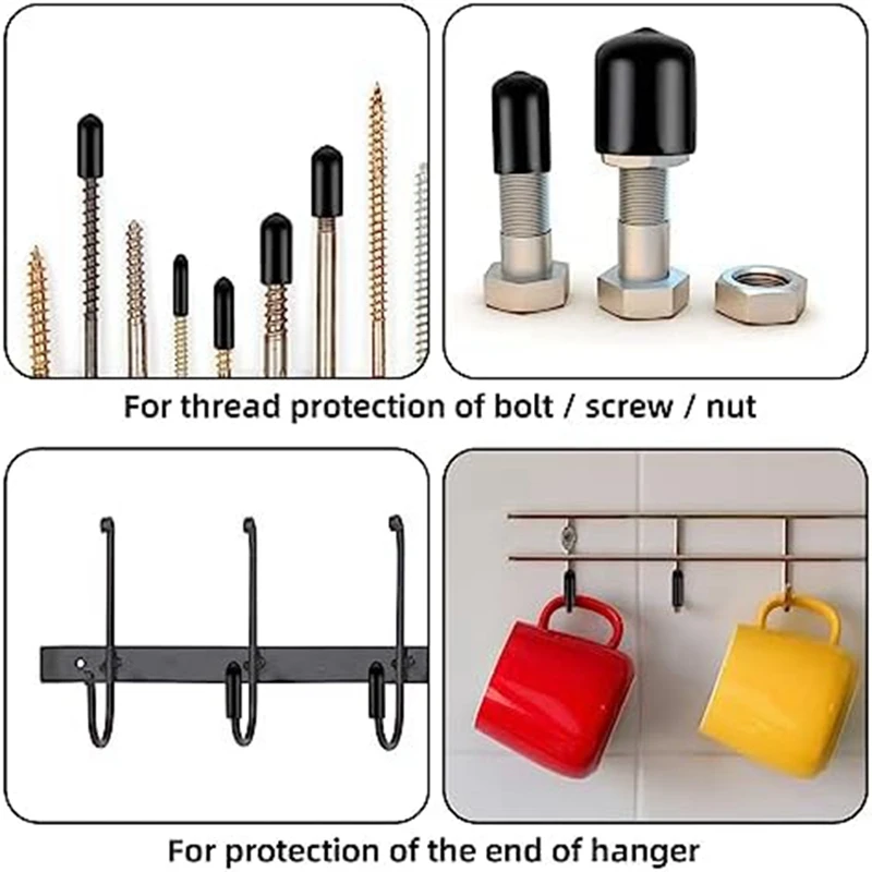 160 шт. резиновые концевые колпачки разного размера, защитные колпачки с гибкой резьбой, круглые виниловые колпачки для болтов, 9 размеров
