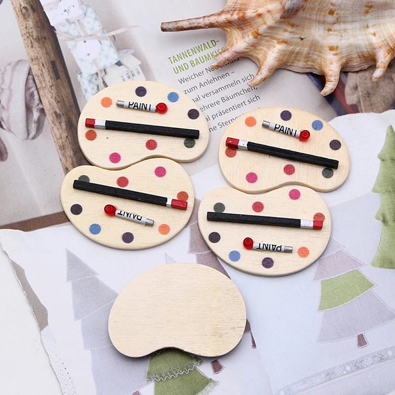 2Pcs 1:12 Dollhouse Miniature Drawing Board Color Palette Pigment Sticks Simulation Model House Living Scene Decor Toy