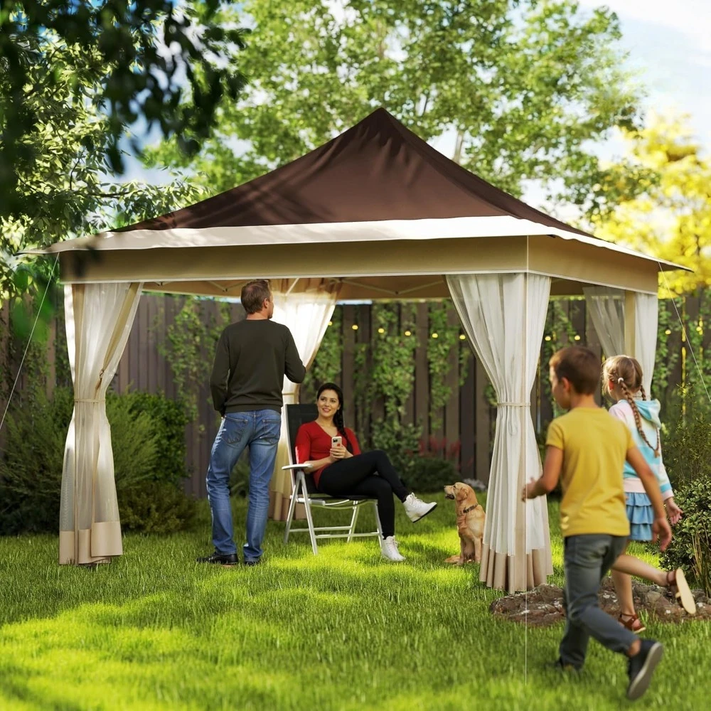 

12 x 12 ft. Pop Up Canopy Tent with Mesh Netting, UPF50+ Instant Sun Shelter with Carry Bag, Height Adjustable, Customized