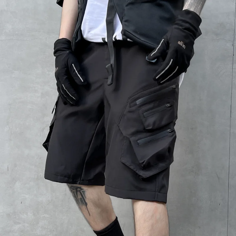 Summer Multi-Pocket Paratrooper Techwear Charging Workwear Shorts Men's Trendy Fried Street Loose Straight Shorts Sports Pants