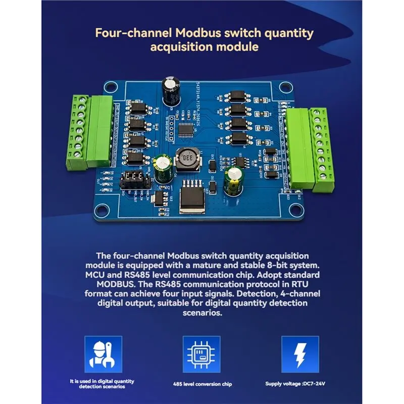 HOT!A72T 4-Channel Modbus RTU RS485 Digital I/O Module DC7-24V