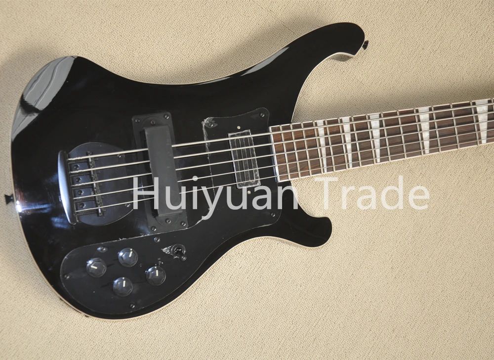 Flyoung 5 Strings Black Body Electric Bass Guitar with Rosweood Fingerboard,Offer Customize