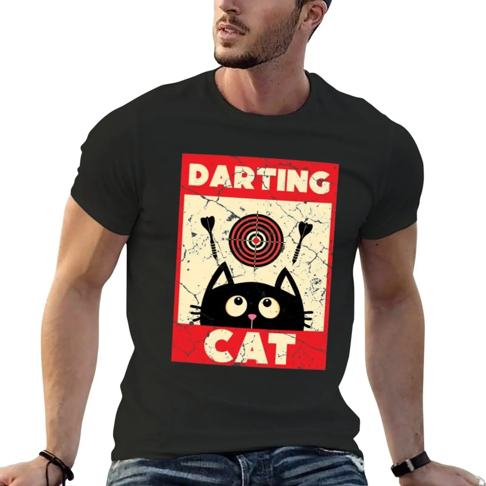 

Dart Player Cat T-Shirt customs oversizeds plain t shirts men