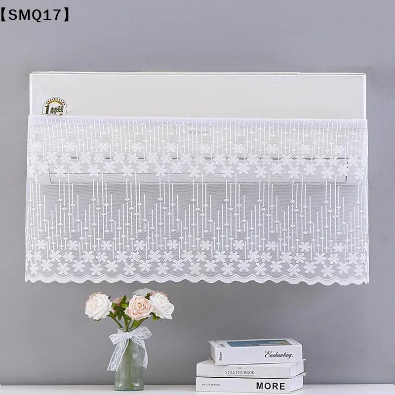 Lace Embroidery Flower Curtain Windproof Dust-proof Hanging Cover Anti-direct Blowing Conditioning Curtain Bedroom Decor【SMQ】