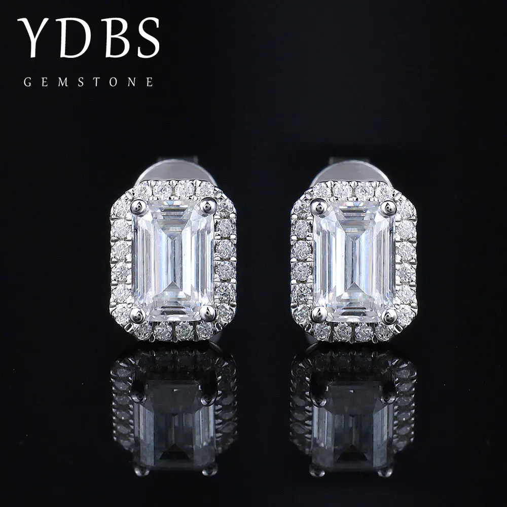 

D Color VVS1 Emerald Excellent Cut 0.5carart Moissanite Stud Earring Push Back Fine Earring Jewelry 14k White Gold