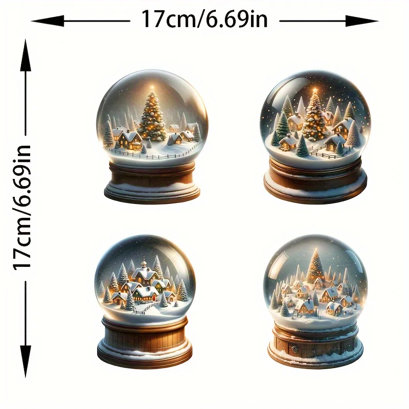 4 in 1 Christmas Decor Snow Globe Set Motorcycle Stickers Waterproof DIY Motorbike Side Panels Fuel Tank Fairing Vinyl Decals