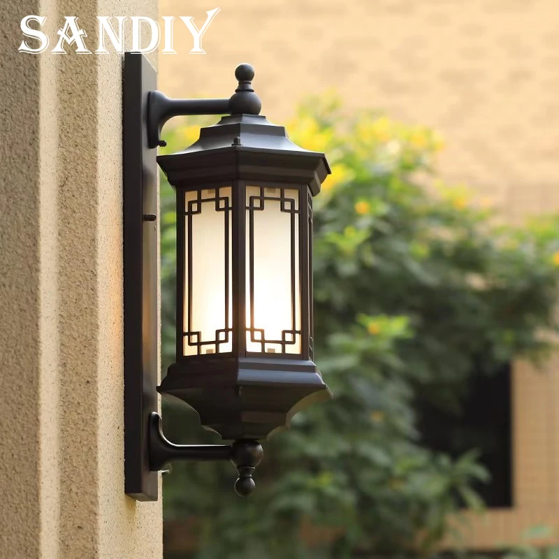 SANDIY Retro Wall Lamp Outdoor Waterproof Tengwang Pavilion Wall Lights Garden Villa Balcony Courtyard Aisle Landscape Lighting