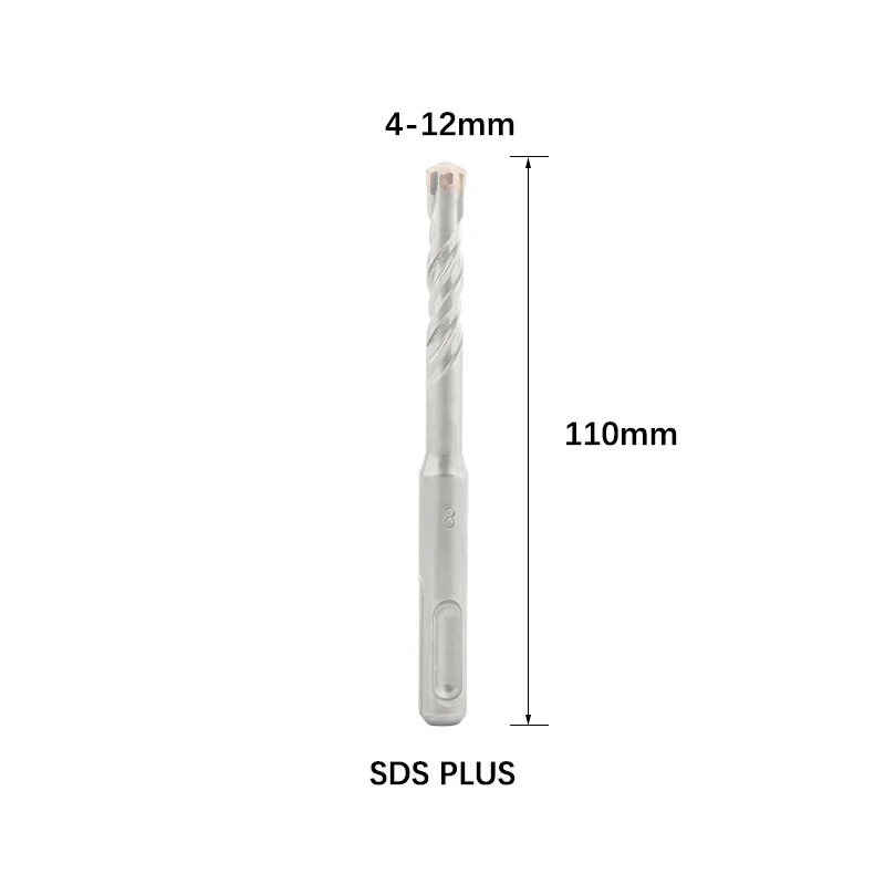 Concrete Drill Bits Length 110mm SDS Plus Shank Cross Head Tungsten Steel Alloy Drill Bits For Wall Brick Block Masonry Concrete